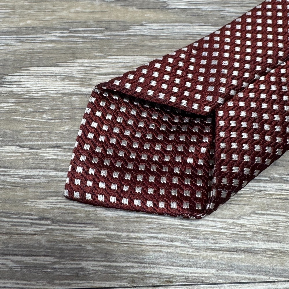 Arsenal Handmade Luxury Polyester Acetate Neck Tie Burgandy Light Cream White - Picture 6 of 10